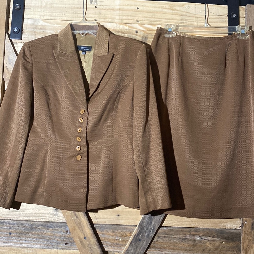 Giorgio Sant’ Angelo Brown Lined  Skirt Suit Set 8